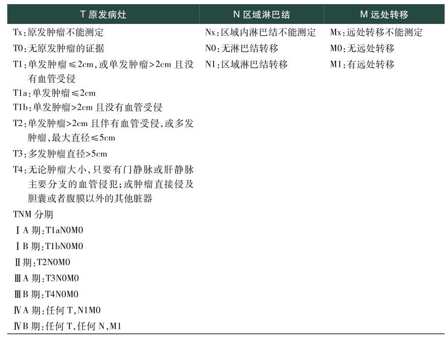 表2 肝细胞癌TNM分期（AJCC第8版）.jpg